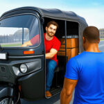 Jeu de pousse-pousse en ville